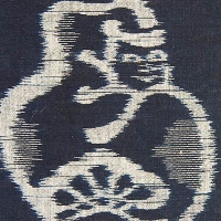 Ikat trame, kasuri figure Daruma, coton