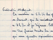 Haut de page d'un cahier, 10 août 1956